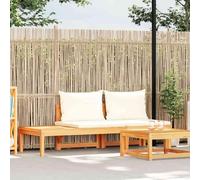 Teenpull Banc de jardin avec table, coussin blanc crème, bois massif d'acacia, 175 x 66 x 60 cm, salon d'extérieur pour jardin et terrasse