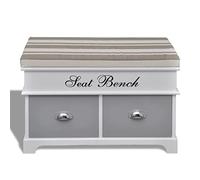 Teenpull Banc d'entrée Blanc avec Coussin Gris, 2 tiroirs de Rangement, Meuble Coffre en Bois pour Chambre, Salon, Couloir, Pouf Banquette siège Pratique et élégant
