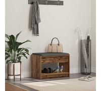 Teenpull Banc d'entrée en Bois Ancien avec Coussin Confortable 63 x 38 x 45 cm, Meuble Rangement avec étagère, Banquette Pratique pour entrée, Couloir, Salon, siège d'appoint