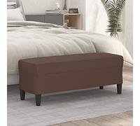 Teenpull Banc en cuir synthétique marron 100 x 35 x 41 cm, rembourré avec mousse, banc de couloir, banc à chaussures, banc de lit pour couloir, chambre à coucher et salon, facile à nettoyer