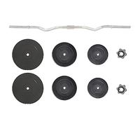 Teenpull Barre d'haltères ondulée en Acier chromé 60 kg avec plaques en Ciment revêtement Plastique, Ensemble Poids réglable pour Musculation, entraînement Force Biceps Triceps Dos Gym Maison