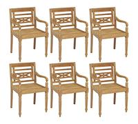 Teenpull Batavia Lot de 6 chaises de jardin en teck massif finement poli, 55 x 51,5 x 84 cm, résistantes aux intempéries, pour terrasse et jardin, grande capacité de charge