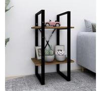 Teenpull Bibliothèque 2 Niveaux chêne Brun en Bois d'ingénierie et métal 40x30x70 cm étagère de Rangement pour Salon Bureau Organiseur de Livres et Objets décoratifs