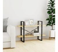 Teenpull Bibliothèque à 2 Niveaux en Bois de pin Massif 100x30x70 cm étagère de Rangement Robuste pour Livres et Objets décoratifs avec Fixation Murale