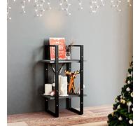 Teenpull Bibliothèque à 2 Niveaux en Bois de pin Massif Gris 40x30x70 cm étagère Robuste pour Rangement Livres Magazines et Objets décoratifs intérieur Industriel