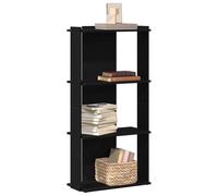 Teenpull Bibliothèque à 3 Niveaux Noir en Bois d'ingénierie 60x30x120 cm étagère de Rangement pour Livres, Photos et Plantes idéale pour Chambre Salon Bureau
