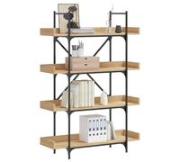 Teenpull Bibliothèque à 4 étages en chêne Sonoma 100 x 33 x 145,5 cm - Pieds réglables - Entretoises en forme de X - Style industriel - Robuste