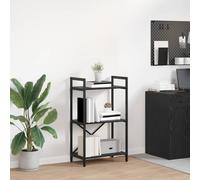 Teenpull Bibliothèque aspect chêne noir, 56 x 34 x 96 cm, matériau du bois, 3 étagères, design industriel pour le bureau à domicile, le salon, durable, facile d'entretien