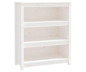 Teenpull Bibliothèque Blanc en Bois de Pin Massif 80x35x97 cm Étagère de Rangement Polyvalente pour Chambre Bureau Entrée avec Grand Espace pour Livres, DVD, Décoration