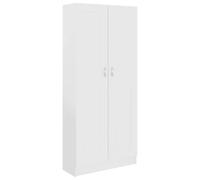 Teenpull Bibliothèque Blanc en Bois d'ingénierie 82,5x30,5x185,5 cm avec 5 Compartiments et 2 Portes Rangement Polyvalent pour Livres, DVD, Décoration, Unité d'Étagères pour Chambre et Salon