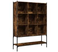 Teenpull Bibliothèque chêne fumé en Bois d'ingénierie et Acier 102x30x141,5 cm, 9 Compartiments Ouverts, étagère inférieure, Rangement Optimal pour Salon Bureau Chambre