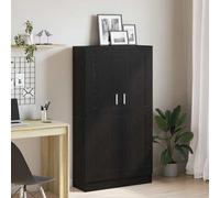 Teenpull Bibliothèque Chêne Noir en Bois d'ingénierie 82,5 x 30,5 x 150 cm avec 3 étagères et 2 Portes, Meuble de Rangement Moderne pour Salon et Chambre, étagère Robuste pour Livres et Objets déco