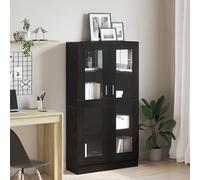 Teenpull Bibliothèque chêne Noir en Bois d'ingénierie 82,5 x 30,5 x 150 cm avec 4 étagères, 2 Portes en Verre, Meuble de Rangement Durable et élégant pour Salon et Chambre