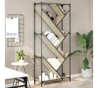 Teenpull Bibliothèque chêne Sonoma 79x30x180 cm Bois ingénierie et métal Design Arbre Rangement Stable avec Pieds réglables pour Salon Bureau Chambre