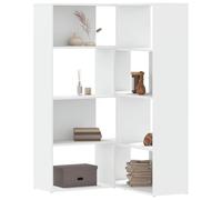 Teenpull Bibliothèque d'angle à 4 Niveaux Blanc en Bois d'ingénierie 85x85x140 cm, étagère modulable, Rangement pour Livres, Salon, Bureau, Chambre, Espace optimisé et Durable