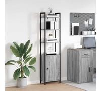 Teenpull Bibliothèque en bois avec 6 étagères, 1 porte, 40 x 24 x 161 cm, gris Sonoma