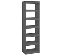 Teenpull Bibliothèque en Bois de pin Massif Gris 60x30x199,5 cm avec 6 Compartiments, étagère de Rangement Polyvalente, séparateur de pièce Stable pour Salon et Chambre