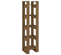 Teenpull Bibliothèque en Bois de pin Massif Marron Miel 41x35x160 cm, séparateur de pièce Stable, étagère Ouverte Double Face, Rangement pour Livres et Objets décoratifs