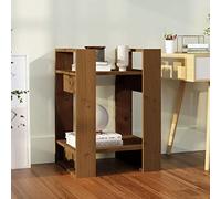 Teenpull Bibliothèque en Bois de pin Massif Marron Miel 41x35x57 cm étagère Ouverte Double Face Rangement Livres Magazines DVD cloison séparation Salon