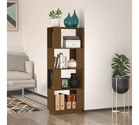 Teenpull Bibliothèque en Bois de pin Massif Marron Miel 51x25x132 cm étagère Polyvalente sans Dos cloison séparateur Rangement pour Salon Chambre Bureau