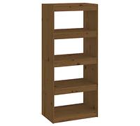 Teenpull Bibliothèque en Bois de pin Massif Marron Miel 60x30x135,5 cm avec 4 Compartiments, étagère Polyvalente pour Rangement, cloison de séparation et Organisation Pratique