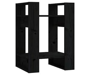 Teenpull Bibliothèque en Bois de pin Massif Noir 41x35x57 cm séparateur de pièce Stable Rangement Livres et Objets décoratifs Meuble étagère sans Fond idéal Couloir Salon