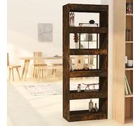 Teenpull Bibliothèque en Bois d'ingénierie chêne fumé 60x30x166 cm étagère Polyvalente pour Rangement Livres et cloison séparateur pour Salon ou Couloir