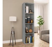 Teenpull Bibliothèque en Bois d'ingénierie Sonoma Gris 36x30x143 cm Meuble TV modulable 4 Compartiments Rangement Polyvalent pour Salon Chambre Organisation Livres DVD