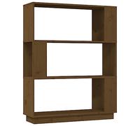 Teenpull Bibliothèque en Bois Massif Marron Miel 80x25x101 cm étagère Polyvalente sans Dos cloison de séparation Rangement pour Livres et Objets décoratifs