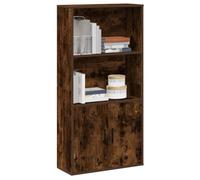 Teenpull Bibliothèque en chêne fumé, 60 x 24 x 120 cm, avec portes, espace de rangement polyvalent pour livres, magazines, objets de collection, étagères durables