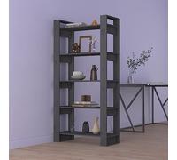 Teenpull Bibliothèque grise, 80 x 35 x 160 cm, en pin massif, séparateur de pièce polyvalent, stable et facile d'entretien, idéale pour ranger des livres et la décoration