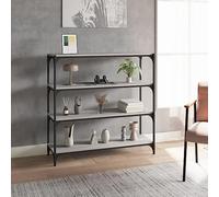 Teenpull Bibliothèque grise Sonoma 100 x 33 x 100 cm, en bois et acier, avec 4 étagères, style industriel, polyvalente, support stable pour salon et bureau