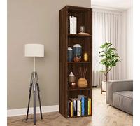 Teenpull Bibliothèque marron aspect chêne 36 x 30 x 143 cm Étagère polyvalente en matériau du bois pour livres, DVD, multimédia, salon, bureau, support stable, facile à nettoyer