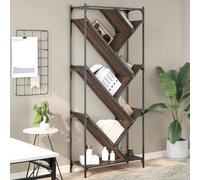 Teenpull Bibliothèque marron aspect chêne 79 x 30 x 180 cm, matériau bois métallique, étagère moderne pour salon, bureau, chambre à coucher, bibliothèque robuste, avec capacité de charge de 60 kg