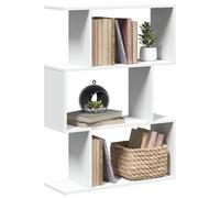 Teenpull Bibliothèque séparateur de pièce 3 Niveaux en Bois d'ingénierie Blanc 70 x 24 x 97 cm étagère de Rangement modulable pour Salon Bureau Chambre avec Compartiments spacieux
