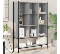 Teenpull Bibliothèque Sonoma Gris 102x30x141,5 cm Bois d'ingénierie et Acier, 9 Compartiments Ouverts, étagère inférieure, Meuble de Rangement pour Salon, Bureau, Chambre, Espace optimisé