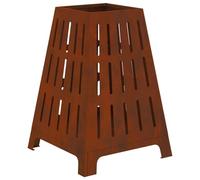 Teenpull Brasero marron en acier résistant aux intempéries 50 x 50 x 70 cm - Cheminée de jardin durable avec design trapézoïdal pour terrasse, balcon et extérieur, dissipation optimale de la chaleur