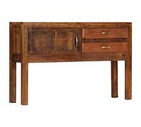 Teenpull Buffet 118 x 30 x 75 cm, bois massif manguier poli, laqué, avec 2 tiroirs, 1 porte, espace de rangement pour salon, salle à manger