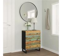Teenpull Buffet 60 x 33 x 75 cm, en bois massif vieilli, design industriel, avec espace de rangement, noir, pour salon, salle à manger, couloir