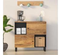 Teenpull Buffet avec 2 Portes Bois Massif de manguier 80x33x75 cm, Buffet Cabinet avec Rangement spacieux, Pieds en Fer Robustes, Meuble pour Salle à Manger et Cuisine