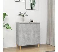 Teenpull Buffet avec Pieds en Bois Massif Gris béton en Bois d'ingénierie 60x35x70 cm, Buffet Cabinet avec Rangement, Buffet Table avec Storage, Sideboard pour Salle à Manger