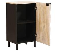 Teenpull Buffet avec porte, surface blanche lavée, 40 x 33 x 75 cm, bois massif de mangue, espace de rangement moderne pour salon et salle à manger