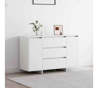 Teenpull Buffet avec tiroir Blanc en Bois d'ingénierie 120 x 41 x 75 cm, Meuble de Rangement Contemporain pour Salon et Salle à Manger, Buffet Cabinet avec Portes et étagères Pratiques