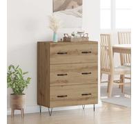 Teenpull Buffet avec tiroir Chêne Artisanal en Bois d'ingénierie 69,5 x 34 x 90 cm Meuble Bas Rangement pour Salle à Manger Salon Style Rustique Pratique