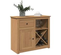 Teenpull Buffet avec tiroir Panama en Bois Massif de pin 93x40x80 cm, Armoire de Rangement avec casier à vin pour Salon et Cuisine, Buffet Cabinet Fonctionnel et Durable