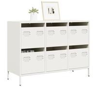 Teenpull Buffet blanc 101,5 x 39 x 73,5 cm, en acier laminé à froid, 6 tiroirs, buffet moderne pour salon, couloir