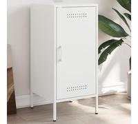 Teenpull Buffet blanc 36 x 39 x 79 cm, armoire robuste en acier laminé à froid avec porte, pieds réglables, buffet moderne pour salon, cuisine, salle à manger, chambre à coucher, style industriel