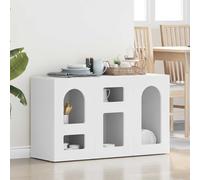 Teenpull Buffet Blanc en Bois d'ingénierie 100 x 35 x 59 cm, Buffet Cabinet avec Rangement, Meuble Bas Polyvalent pour Salle à Manger et Salon Contemporain