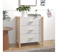 Teenpull Buffet Blanc en Bois d'ingénierie 62x38x70 cm avec Pieds en Bois Massif, Buffet Cabinet avec Rangement, Meuble de Cuisine et Salle à Manger, Armoire Sideboard Pratique et Solide