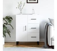 Teenpull Buffet Blanc en Bois d'ingénierie 69,5x34x90 cm avec Pieds en métal, Buffet Cabinet avec Rangement, Buffet Table with Storage idéal pour Cuisine et Salle à Manger